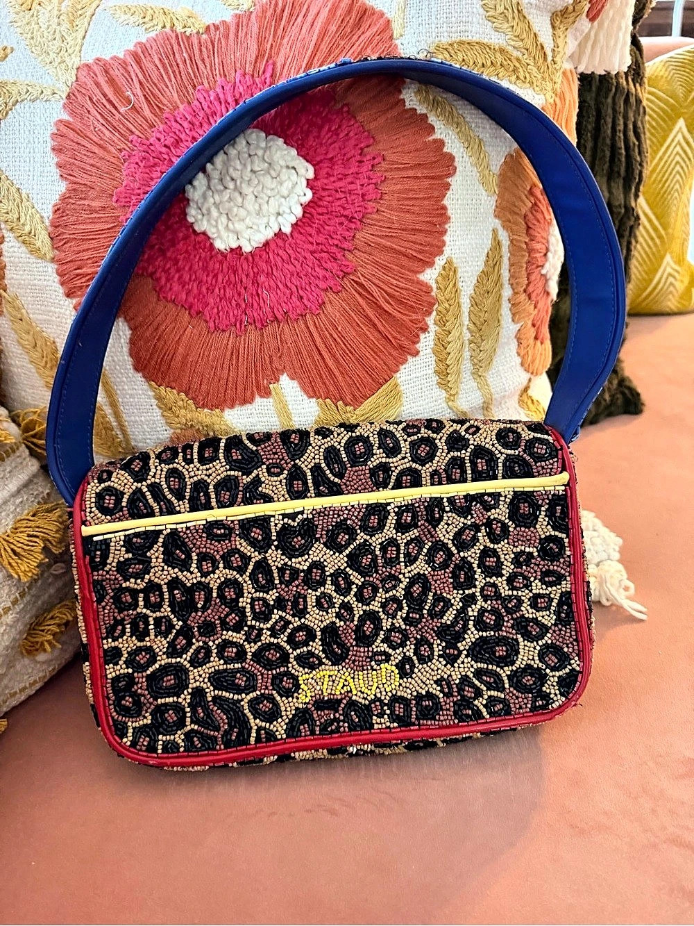 Staud Tommy Beaded Bag Jungle Leopard